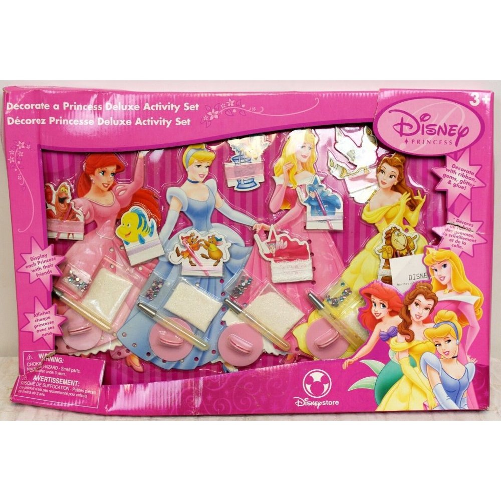 Disney Store Decorate A Princess Deluxe Activity Set Art Kit Glitter Ribbon Gems